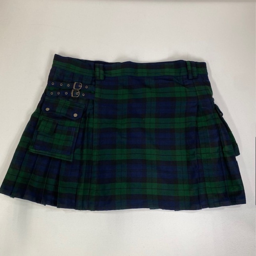 DSSkilts Plaid Kilt Utility Pockets Buckle Straps Green Blue Size‎ 54